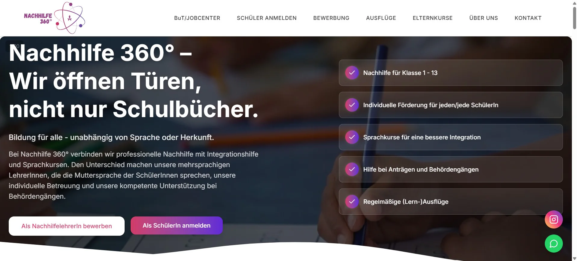 Nachhilfe 360° Webseite
